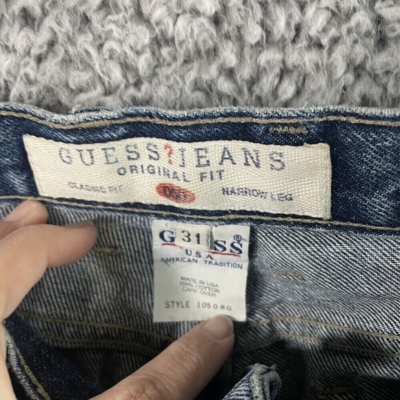 VINTAGE Guess Jeans Original Fit Cropped Ankle 90's Y2K Distressed Women's 31 - Picture 6 of 11